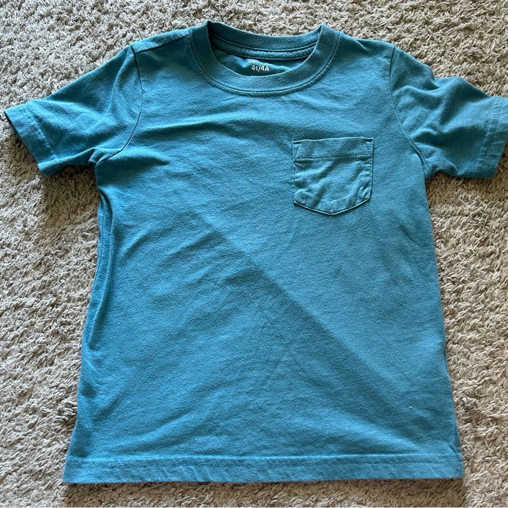 Turquoise Blue Short Sleeve Shirt, 4T